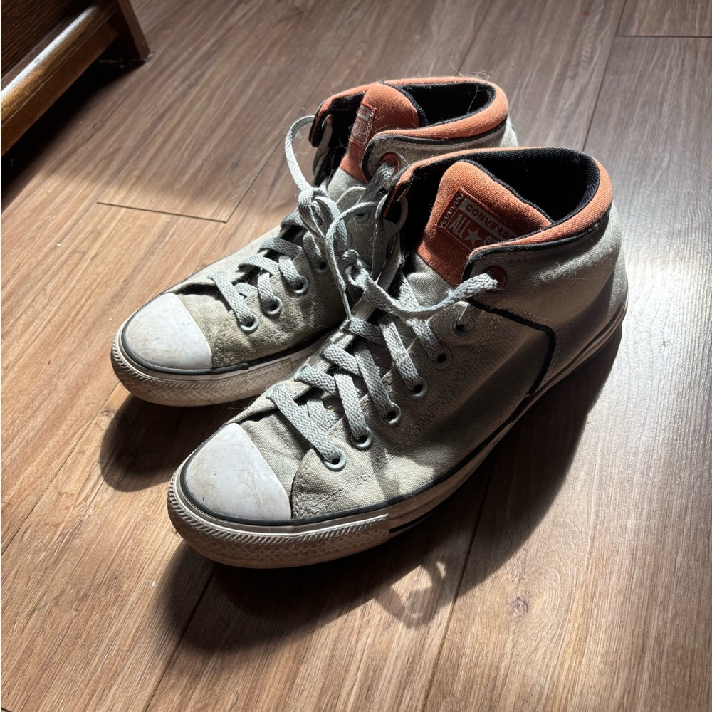Men's High-Top Converse Sneakers - Gray and Brown